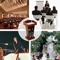 Atril de Madera Moderno con Esquinas Redondeadas Natural Breeze Clear, Podio Portátil para Iglesia, Púlpito, Atril para Conferencias de Profesores en el Campus