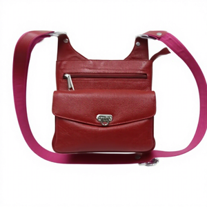 Pochette en cuir personnalisée de marque, véritable, durable, légère, grande capacité, fermeture éclair, longue sangle, imperméable, dernier style, couleur rouge - Product Image 4