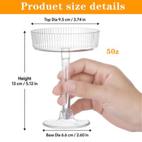 Verres à Martini jetables en plastique 5 oz, style vintage côtelé, pour cocktails, desserts et parfaits, idéaux pour les mariages et les fêtes