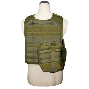 Multi-functional tactical vest, nylon, olive green, with shoulder straps and side pockets, suitable for outdoor use - Product Image 4