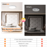 Lámpara de Techo LED Empotrada de 16 Pulgadas, 24W 2400LM, Panel Delgado de Aluminio con Iluminación Lateral, Bajo Deslumbramiento, Montaje en Superficie Plana, CRI 90+, Envío Directo desde EE. UU.