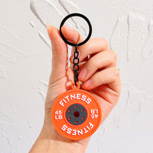 Wholesale Gym Fitness Themed Embossed Soft PVC Sports Barbell <strong>Keychain</strong> Bag Charm for Gym Souvenirs - Product Image 5