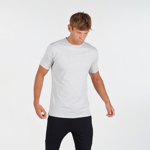 T-shirt basique pour homme de haute qualité, 100% coton, manches courtes, couleur unie, coupe ajustée, logo imprimé sur le devant, t-shirt de base pour le fitness, jersey - Product Image 3