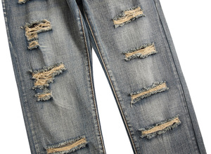 Wholesale Ragged Blue <strong>Biker</strong> Jeans Trousers Plus Size Ripped Destroy Jeans Wash Men Jeans <strong>Denim</strong> - Product Image 5