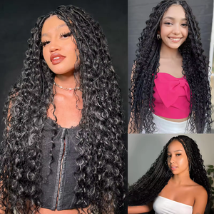 Extensions de cheveux humains Remy vietnamiens, tresses bohèmes à ondulations profondes, double tirage à la machine, couleur 1B <span class=keywords><strong>plus</strong></span> foncée, compatibles permanente, adaptées au tissage - Product Image 6