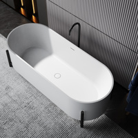 Bañera de Piedra Artificial de Superficie Sólida, Diseño Moderno 2026, Bañera Independiente de Lujo para Hotel