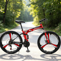 Vélo de montagne pliable Jovia FB-05 à suspension avant souple, version 3 pales, 24 pouces, freins à disque doubles, vitesses variables, pour la ville