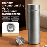 Bouteille d'eau isotherme en titane pur, grande capacité, portable, pour affaires, avec infuseur à thé personnalisable, isolation sous vide 6 heures, idéale comme cadeau