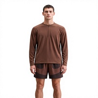 Ensemble de survêtement 2 pièces pour homme 2027 – Col montant demi-zip à manches longues, séchage rapide – Personnalisable OEM/ODM – Idéal pour la gym et la course à pied
