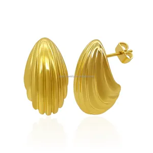 Boucles d'oreilles en or 18 carats plaqué laiton Boucles d'oreilles créoles de style bohème personnalisées en forme de graine de melon