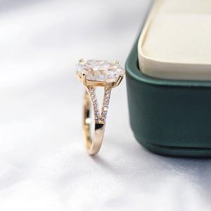 14k Yellow Gold With 3ct Oval <b>Moissanite</b> Diamond <b>Ring</b> Fashion Wedding Engagement <b>Ring</b> for Women - Product Image 6