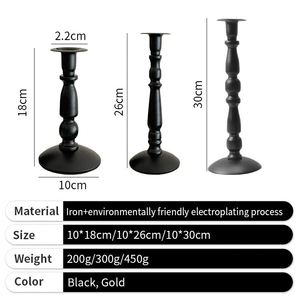Metal Elegant Decorative Matte <b>Black</b> Skinny Taper <b>Candlestick</b> Holder Multi-functional for Home Hotel - Product Image 3