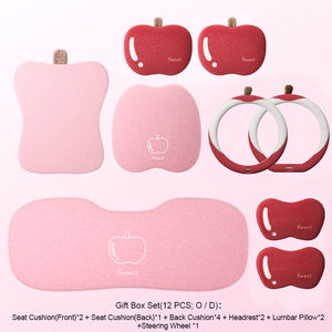 Ensemble de coussins de siège de voiture en peluche Apple Happiness pour Golf Civic, hiver, dessin animé, rouge/rose, 12 pièces, ensemble complet avec coton creux - Product Image 3