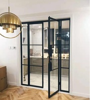 Australie Standard noir acier battant battant gril fer extérieur verre avant balcon fenêtres portes françaises