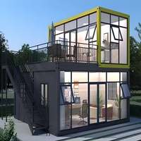 Maison Modulaire Conteneurisée à Deux Étages, Assemblage Rapide, Mur Rideau en Verre, Terrasse, Bureau, Résidence, 10ft 20ft 30ft 40ft