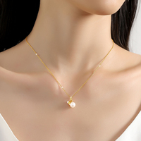 Collier Pendentif en Or 18 carats avec Perle Naturelle 5D, Design Ampoule, Creux, pour Femme, Bijoux Fins, Cadeau de Fiançailles