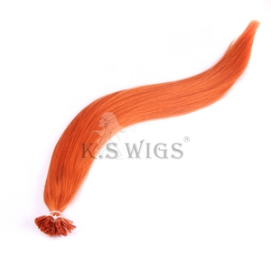 Extensions à pointe en U K.SWIGS couleur orange vif, 100% cheveux humains Remy, adhérence invisible à la kératine, durables et légères, pour usage personnel - Product Image 3
