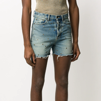 Shorts en jean délavé Y2K personnalisés, élégants, avec œillets creux, jorts vintage, coupe décontractée, shorts pour femmes