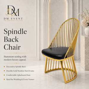 Silla de Comedor Moderna Personalizada de Acero Inoxidable Dorado con Respaldo Alto y Cojín Negro para Hoteles y Eventos de Boda - Product Image 1