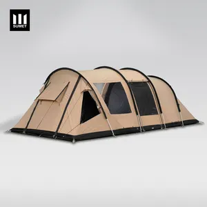 Tenda kabin keluarga OEM 14 orang Base Camp 4 kamar Hiking Camping Shelter Outdoor pipa tunel tenda terowongan