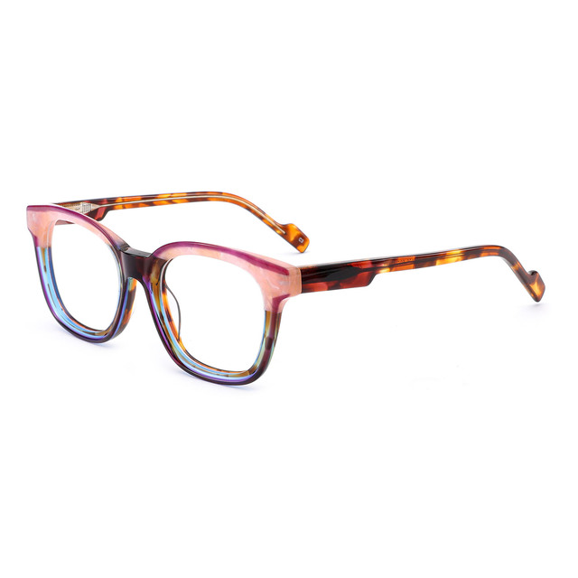 A01126 New Arrival Lamination Acetate Unisex Optical Frame in Unique Multi Color Combinations