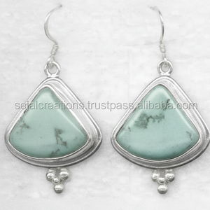 Boucles d'oreilles turquoise, boucles d'oreilles en argent avec pierre turquoise, boucles d'oreilles en pierre - Product Image 1