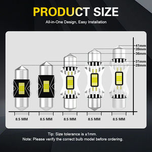 OEM 12V-24V Festoon LED 28mm 31mm 36mm 39mm 41mm Super Lumineux <span class=keywords><strong>pour</strong></span> Plafonnier de Voiture, Lecture Carte, <span class=keywords><strong>Coffre</strong></span> et Système d'Éclairage Automobile - Product Image 5