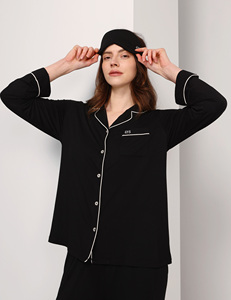 Produttori di Pigiami Personalizzati, Set Pigiama Classico in Bambù con Sacchetti per Imballaggio e Mascherina per Occhi, Set Pigiama per Donne - Product Image 2