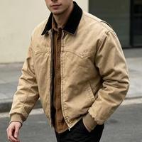 Veste de travail respirante pour homme Detroit Worker Zipper Autumn, col rabattu vintage, poids lourd