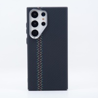 Étui de téléphone magnétique pour Samsung S23 S24 Ultra Plus, ultra fin, en PC rigide, antichoc, texture en fibre de carbone, coque arrière protectrice