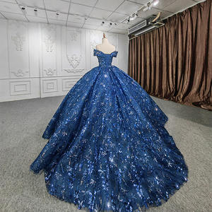 Blau glänzend schulterfrei Abend Ballkleider Partykleider Jancember 9958-1 - Product Image 5