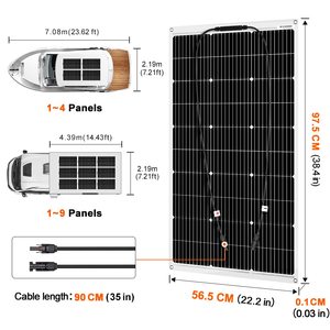 Panneau solaire semi-flexible <span class=keywords><strong>Dokio</strong></span> en rouleau, 2 pièces, 12V 100W, panneau solaire flexible pour batterie de voiture, bateau et maison, 200W 400W 1000W - Product Image 4