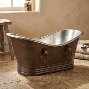Bañera Ovalada de Cobre Independiente, Hecha a Mano, Sin Tapa, para Baño de Casa u Hotel - Artesanía India - Product Image 4