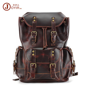 Joyir Genuine Leather Men's <b>Backpack</b> 20-35L Large Capacity Travel <b>Backpack</b> With Interior Zipper Pocket - Product Image 5