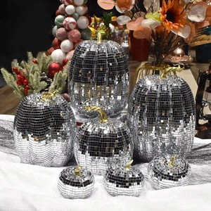 Disco <b>Mirror</b> Glass Reflective Pumpkin Laser Glitter Pumpkin Model for Halloween Wedding Bar KTV Photography Ornaments - Product Image 1