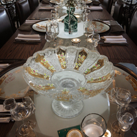 Verres à pied faits à la main incrustés d'or, décoration de luxe pour la maison, verre en cristal, verrerie Lalique, bol à fruits de mariage, ornement de rangement, dessus de table