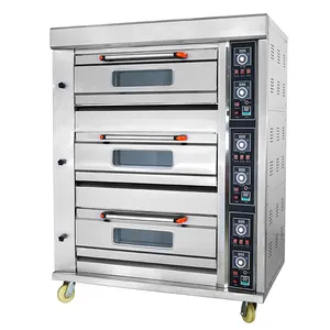 Certificato del CE ha approvato HGB-60Q di Cottura A GAS Forno 3 Deck 6 Vassoi forno Per La Pizza