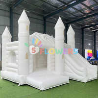 Rebond gonflable de mariage avec château sautant blanc de maison de rebond de glissière pour des enfants
