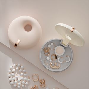 Boîte de rangement de bijoux de voyage en velours, petite et portable, de luxe, pour organiser et présenter des boucles d'oreilles, des colliers, des bagues, avec logo personnalisé - Product Image 3