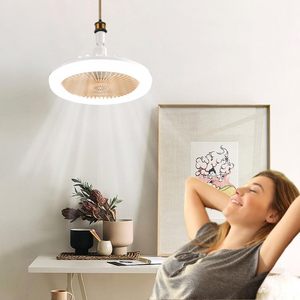Ventilateur de plafond LED moderne avec lumière et télécommande, 3 couleurs à intensité variable, rotatif à 360°, idéal pour chambre et hôtel, avec douille E27 - Meilleure vente - Product Image 5