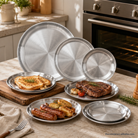 Plateau de cuisson rond perforé en acier inoxydable pour barbecue avec pinces Thecendal – Vente en gros – En stock