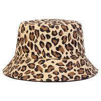 Chapeau Bob Rétro Style Coréen Imprimé Léopard Hip Hop Réversible Protection UV Unisexe pour la Pêche