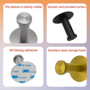 Gancio appendiabiti da bagno in acciaio inossidabile nero, moderno gancio appendi asciugamani da parete per hotel, gancio appendi chiavi in metallo per appartamento e casa - Product Image 3