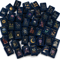 Jeu de tuiles de Mahjong américaines côtières bleu marine profond, gravées Saturne Lavande Tournesols, pour le divertissement