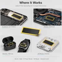 Feuille de diffusion de chaleur multicouche en graphite découpée sur mesure, coussin thermique en silicone pour téléphone, tablette, CPU, batterie