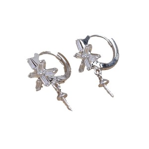 Support de boucles d'oreilles en argent S925 fait main, accessoires de bricolage, support vide à fond plat pour perles de 12,5 mm et coquillages, taille 25 mm - Product Image 5