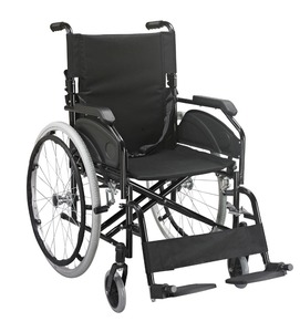 Silla de Ruedas <span class=keywords><strong>Manual</strong></span> de Acero Negro con Recubrimiento en Polvo, con Respaldo Reclinable, Reposabrazos Fijos y Reposapiés Desmontables - Product Image 5