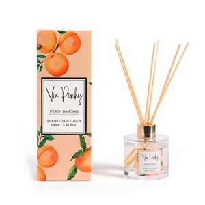 Difusor de caña de vidrio con logotipo personalizado de gama alta para la familia de hoteles de 100ml al por mayor fragancia afrutada de melocotón dulce refrescante - Product Image 1