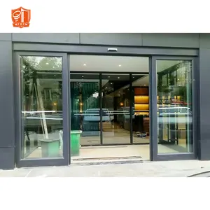 Vidrio de aluminio apilamiento puerta eléctrica puerta automática ventanas correderas