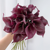 Fleur artificielle de calla lily bordeaux au toucher réel, décoration de table moderne pour la maison, bouquet de mariage